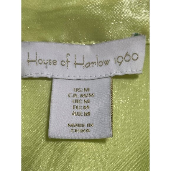House Of Harlow 1960 Crop Top Sheer Yellow Button-Up Drawstring Shirt Womens M - Picture 4 of 6